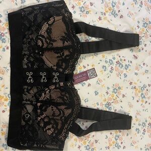 Adore Me Black Longline Lace Bra